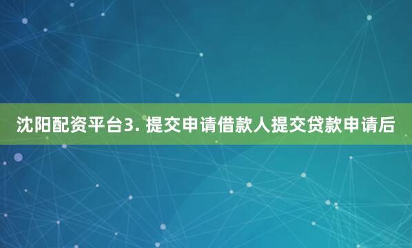 沈阳配资平台3. 提交申请借款人提交贷款申请后